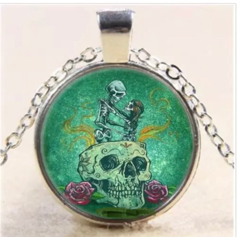 Skull Love Glass Necklace